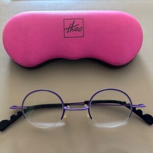 THEO eyeglasses eyewear purple circle glasses Lennon avant garde